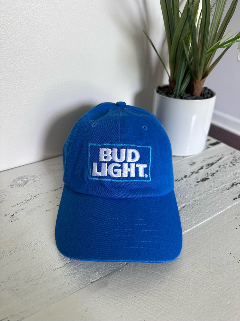 Bud Light Blue Embroidered Logo Baseball Cap New